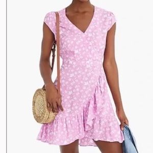 J. Crew Faux Wrap Pink Floral Dress